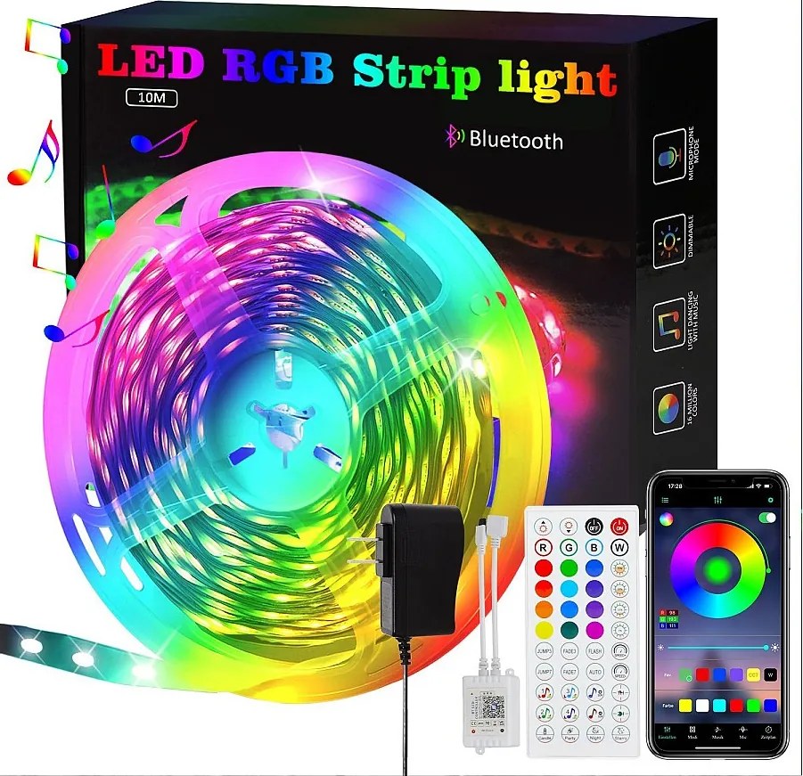 Taśma LED RGB NETTLIFE z regulacją za pomocą pilota APP Taśma LED