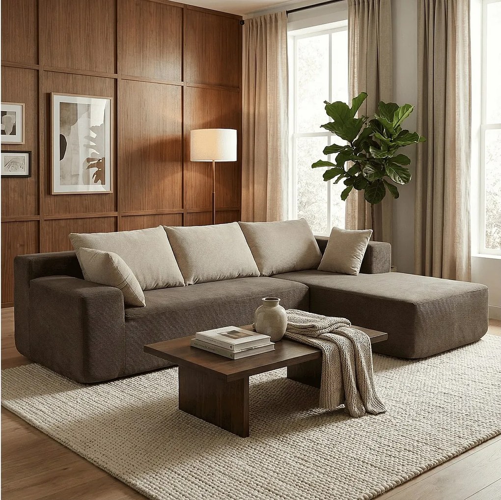 Sofa do salonu Luna 3-osobowa – brąz piaskowy prawa