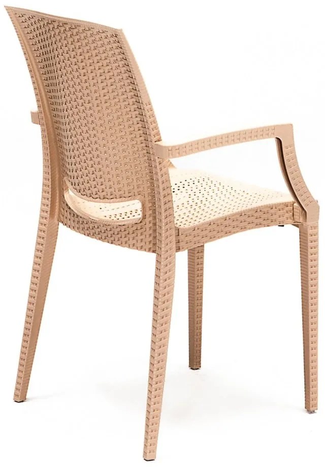 Beżowy zestaw mebli ogrodowych z imitacji rattanu dla 4 osób Rattan – Floriane Garden