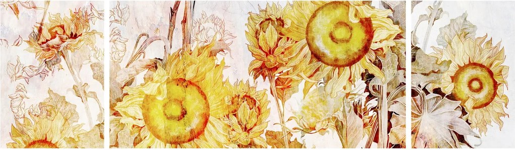 Obraz - Słoneczniki, malarstwo (170x50 cm)