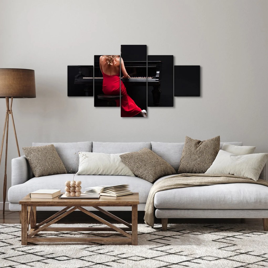 Obraz kobiety grającej na pianinie (125x70 cm)