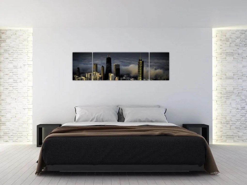 Obraz miasta w chmurach (170x50 cm)