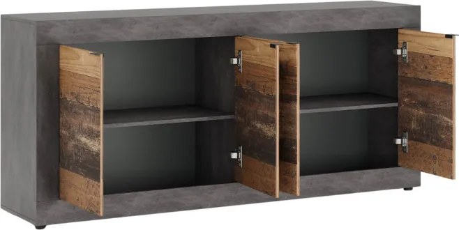 Komoda Czterodrzwiowa BLAGO 180 cm Ciemny Dąb/Czarny Loft