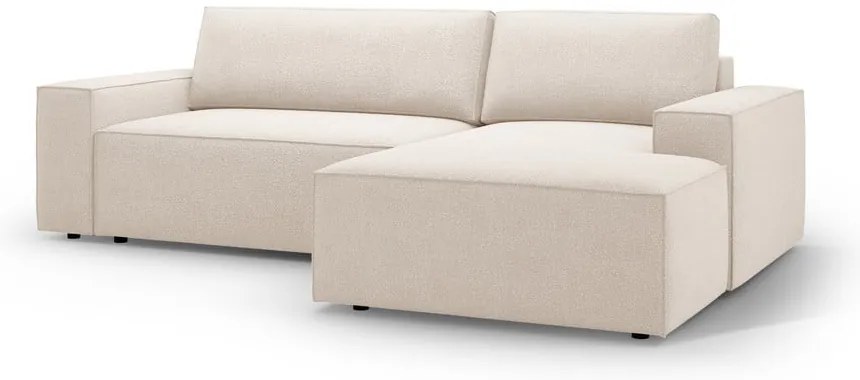 Beżowy rozkładany narożnik z materiału bouclé (prawostronny) Jodie – Micadoni Home