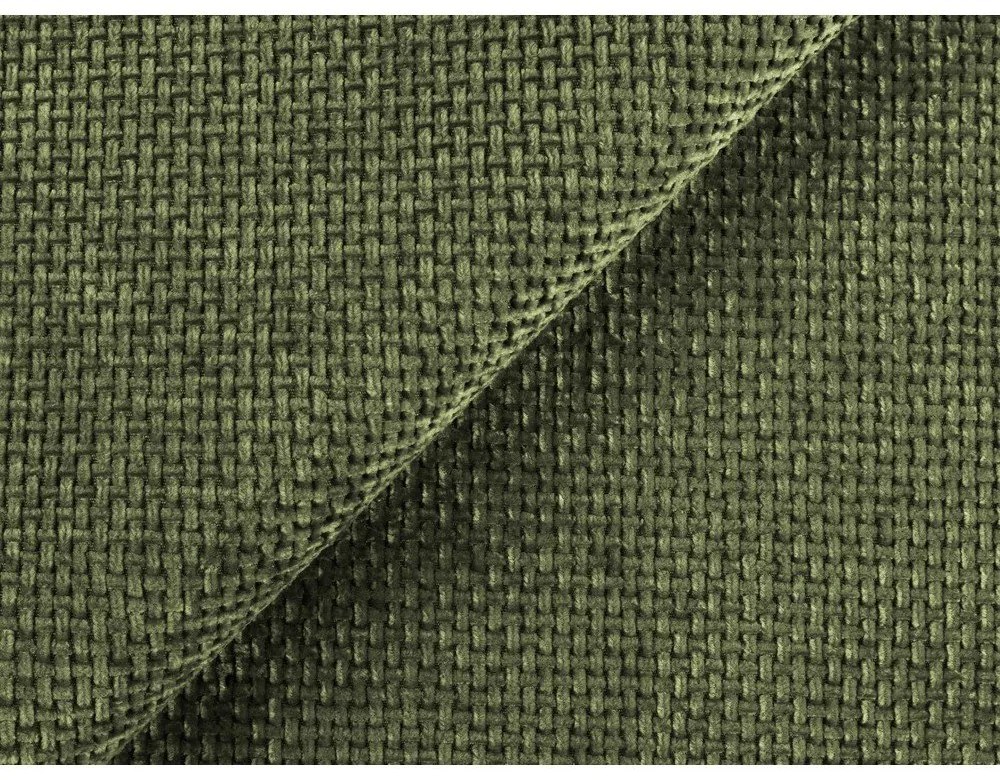 Zielony narożnik rozkładany z tkaniny szenilowej ze schowkiem (lewostronny/z szezlongiem) Mele – Makamii