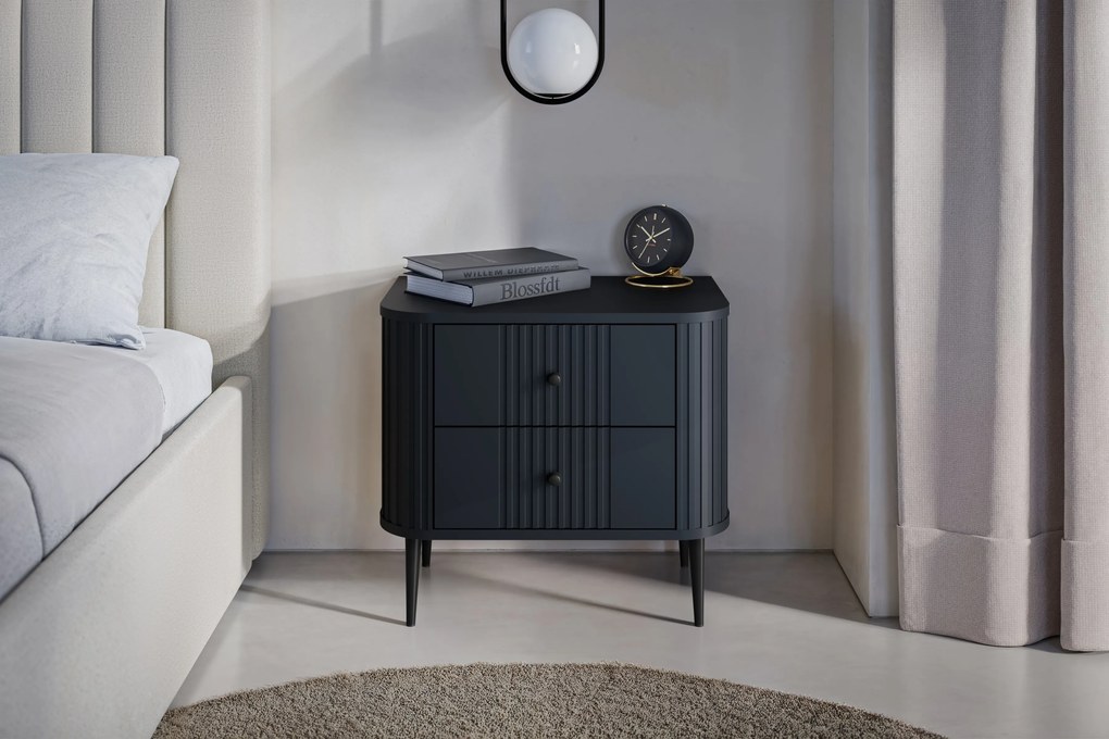 Zestaw szafek nocnych Vesper 56 cm - czarny / czarne nogi
