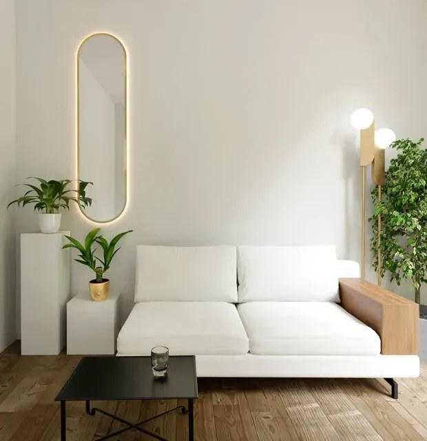 Złote nowoczesne lustro led 155x40 cm P8-F72