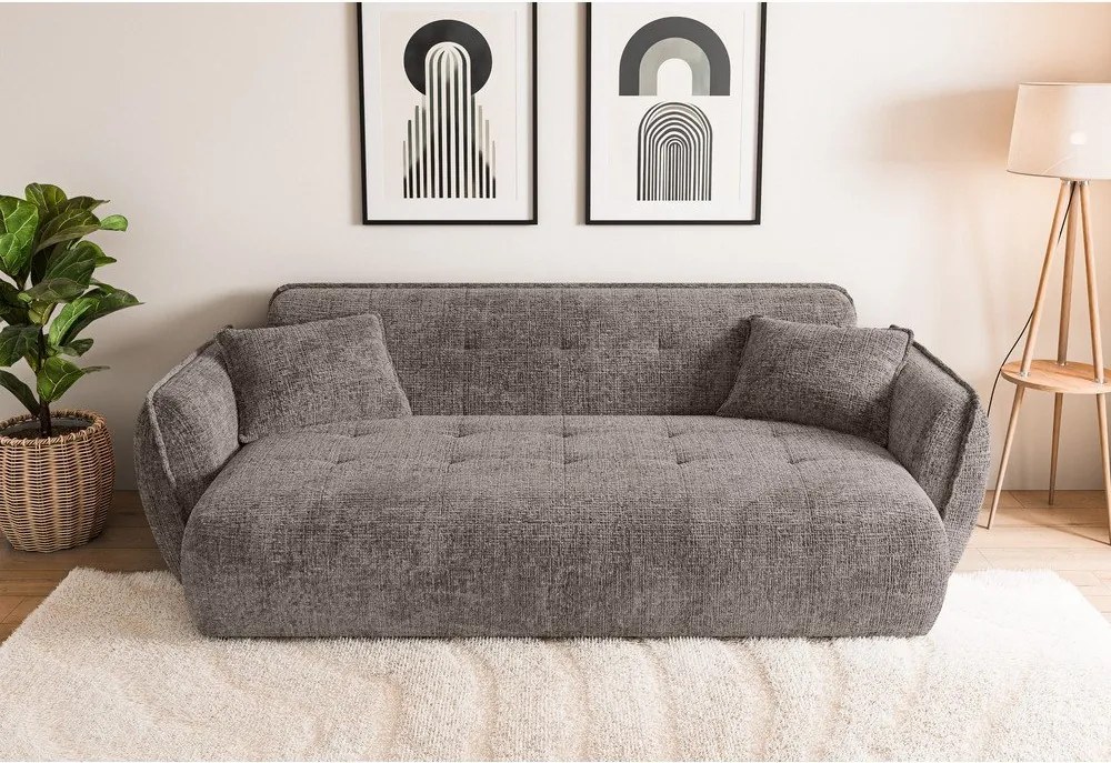Szarobrązowa sofa z tkaniny szenilowej 250 cm Nelia Big – Ropez