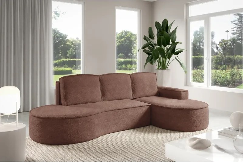 Narożnik MOLLY Prawostronny z funkcją spania, wolnostojący tkanina ABRIAMO 12 Miedziany