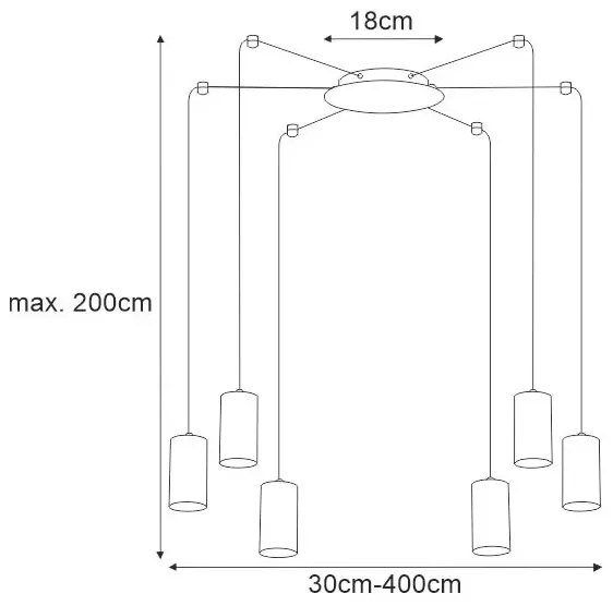 Czarna loftowa lampa wisząca pająk - S782 P1-M27