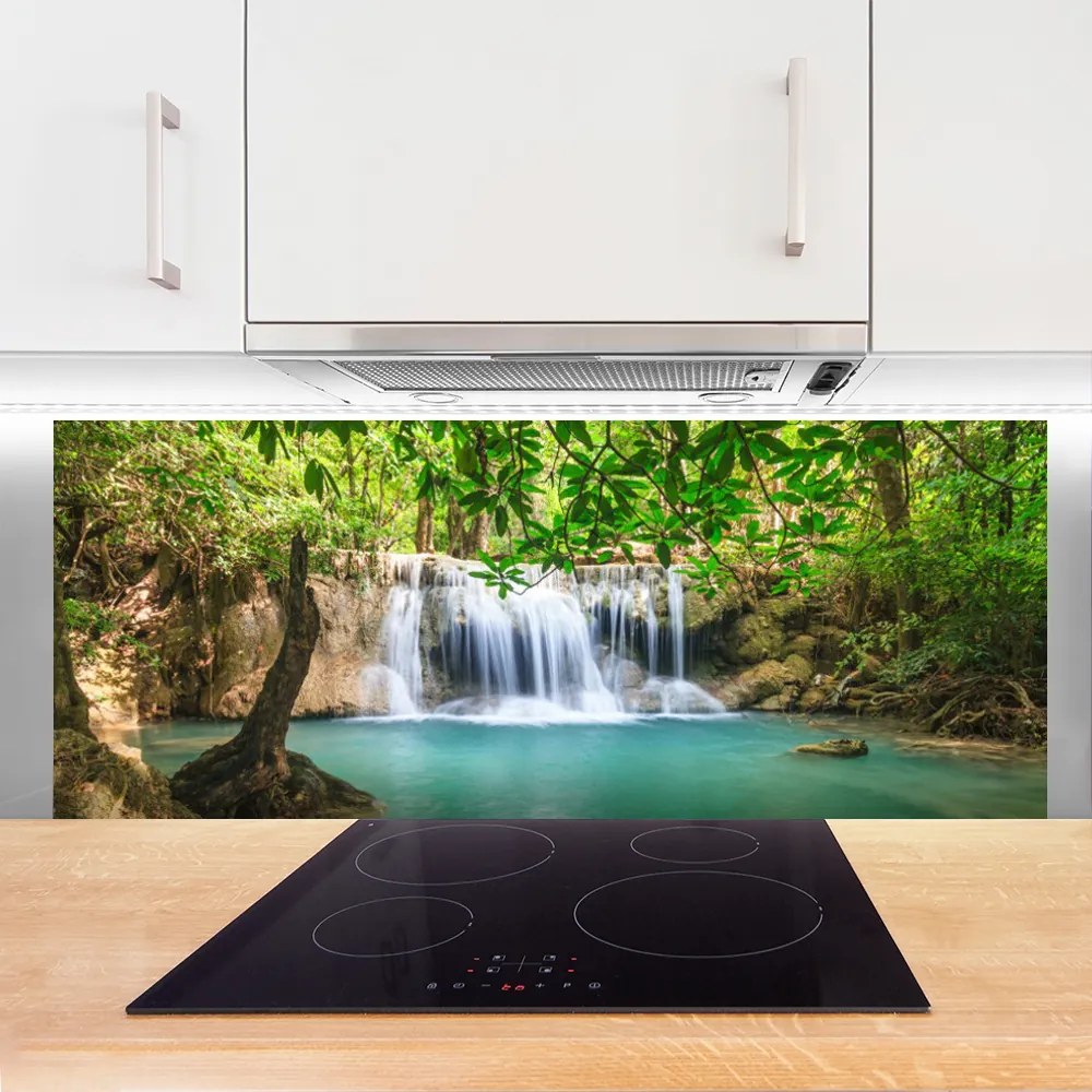 Panel Szklany Kaskada Nad Leśnym Jeziorem