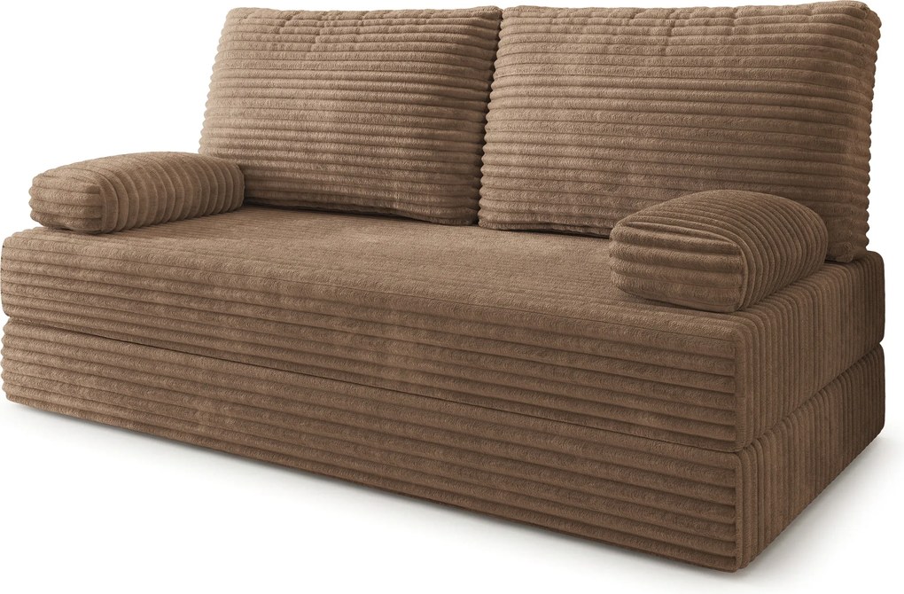 Masseno Sofa piankowa SILAR z funkcją spania, Kanapa z pianki do salonu, Bezmontażowa, Tkanina sztruksowa – Beżowy TILIA 17