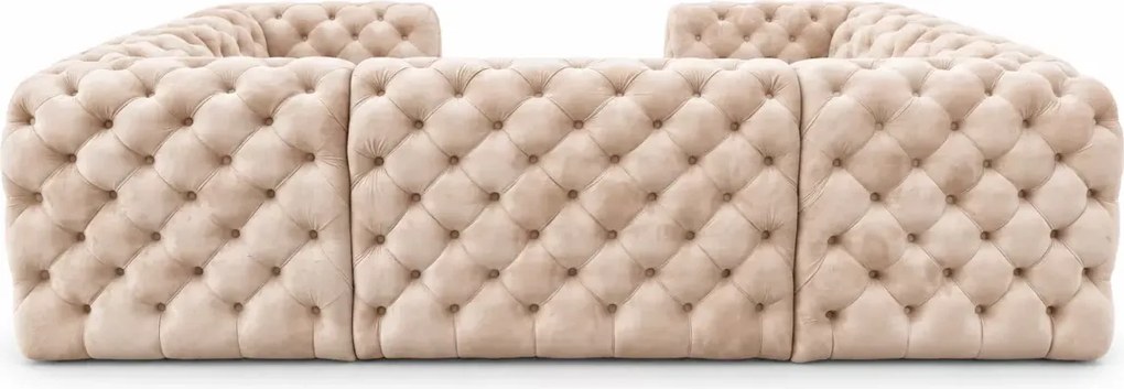 Narożnik Chesterfield Moet U z funkcją spania duży pikowany do salonu
