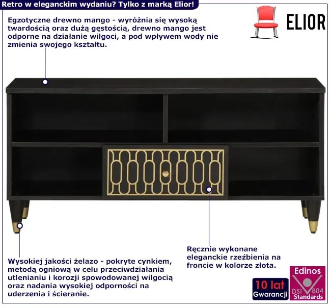 Czarna drewniana szafka RTV z szufladą F0-K66