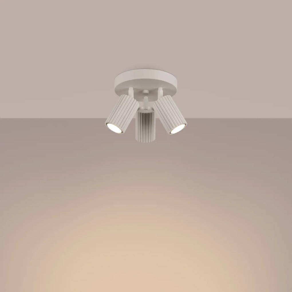 Plafon trzypunktowy KARBON 3P beżowy okrągły SOLLUX  LIGHTING