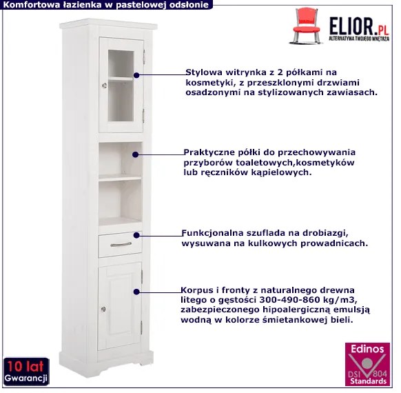 Biały słupek łazienkowy Fadio 2X