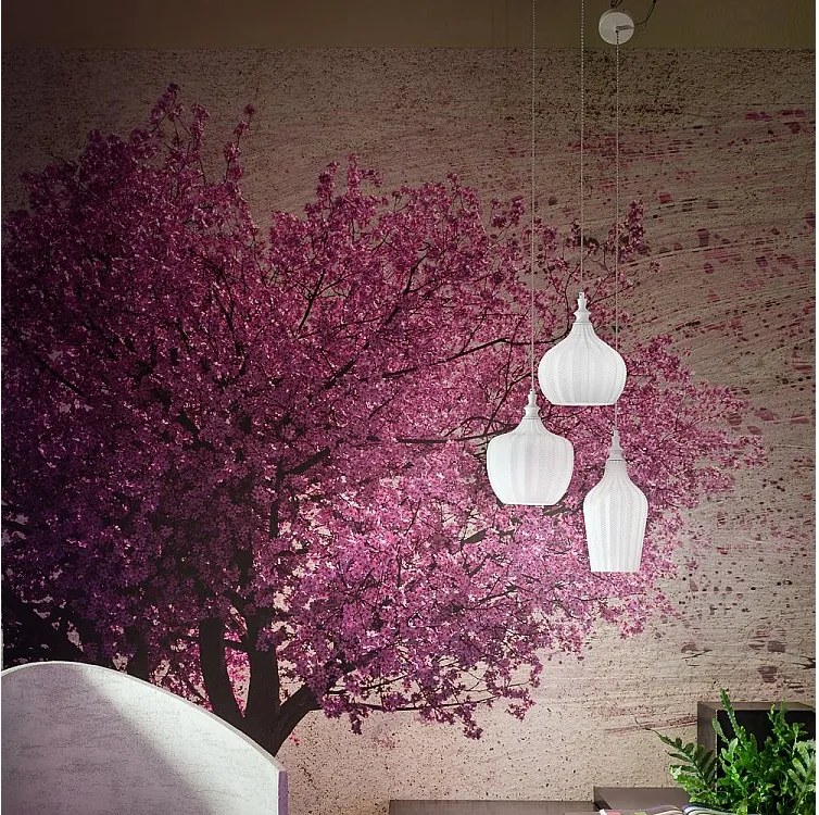 Cleofe lampa wisząca z białego szkła i mosiądzu, 3XE27 max 60 W, styl vintage, IP20