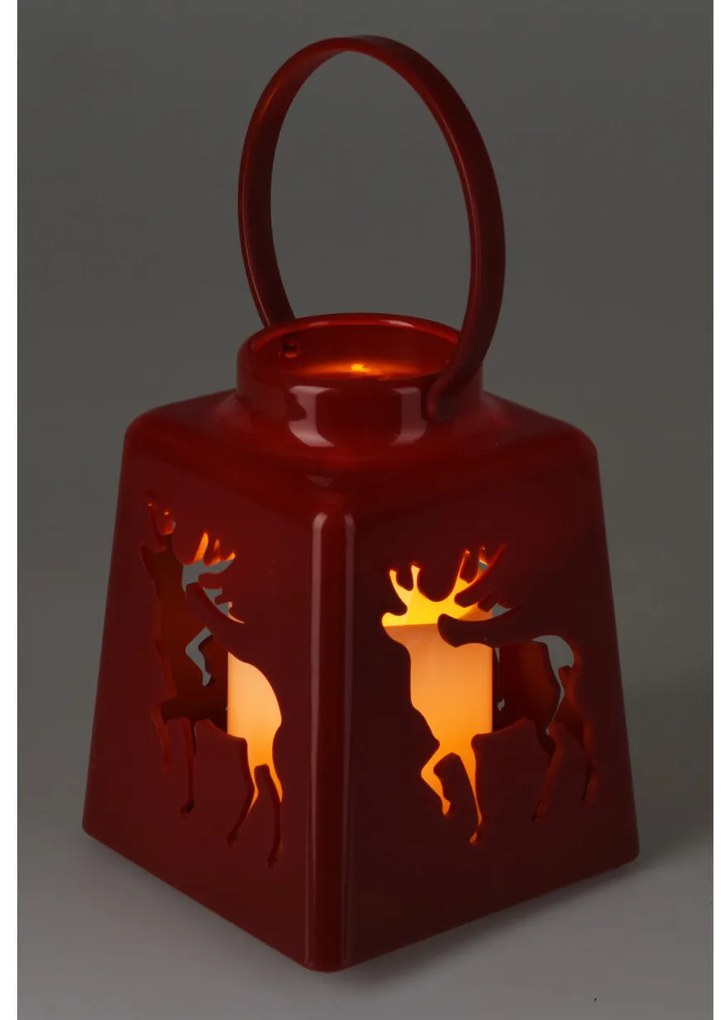 Świąteczny lampion ze świecą LED, 14 cm