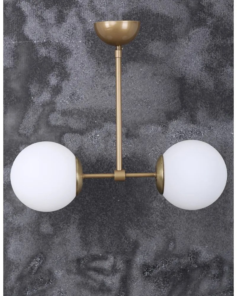 Lampa wisząca w biało-złotym kolorze ze szklanym kloszem ø 15 cm Seagull – Squid Lighting
