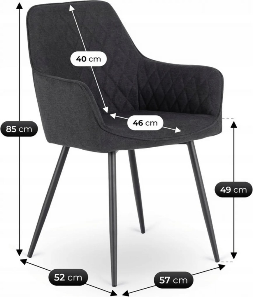 Krzesło Tapicerowane do Jadalni BRESSO 2 Czarne Nowoczesne Loft