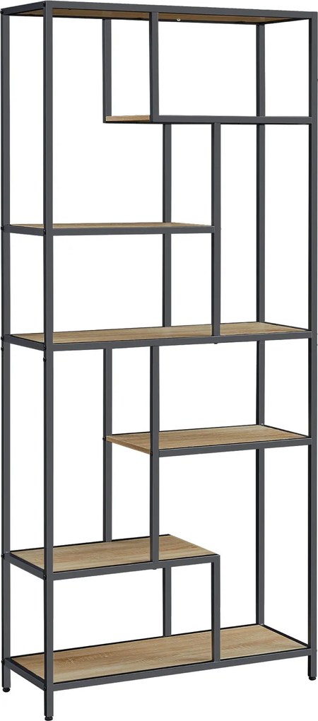 Asymetryczny regał w stylu loft Malabu 119, dąb sonoma