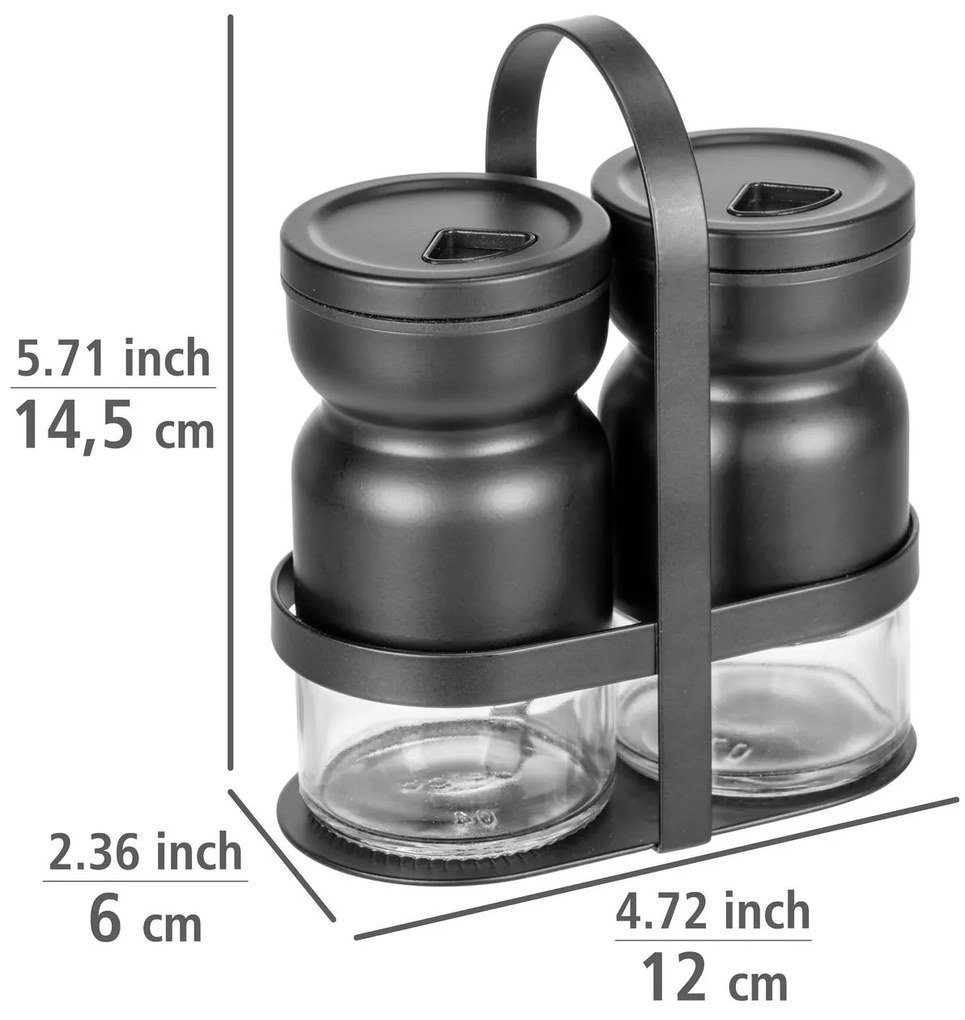 Solniczka i pieprzniczka na metalowym stojaku, Melli, WENKO