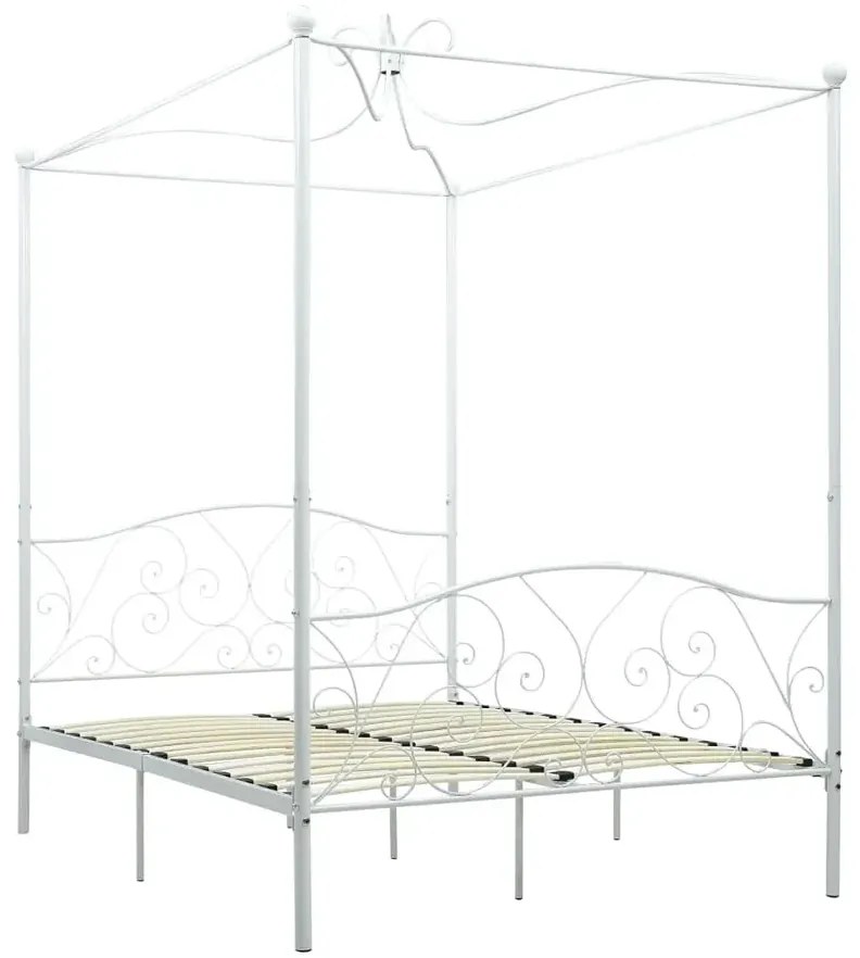 Łóżko metalowe z baldachimem w kolorze białym 180x200 cm F5-B63