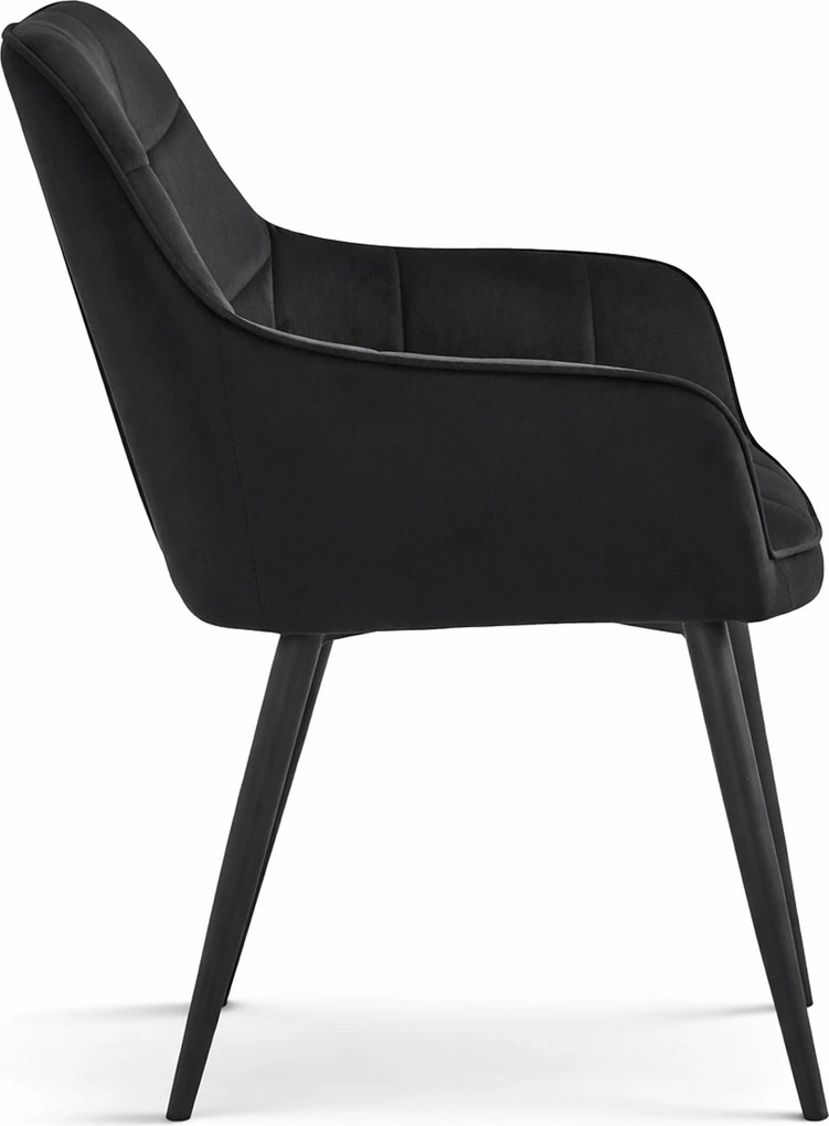 Krzesło jadalniane VARSI VELVET z czarnymi nogami, czarne