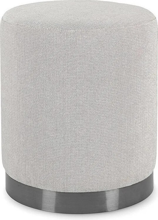 Jasnoszara pufa z tkaniny z metalowym pierścieniem - ERNESTINE