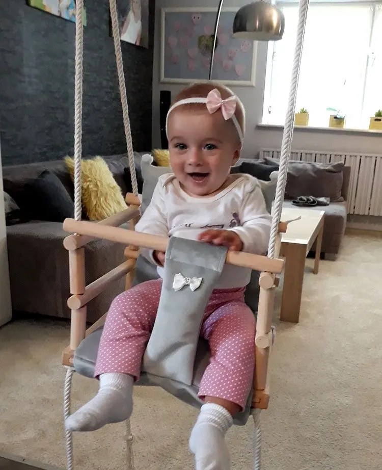Szara huśtawka dla dziecka - Indara 3w1