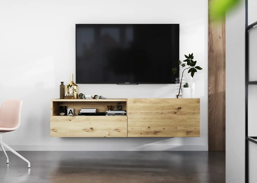 Ścienna szafka RTV z półką i szufladą Enjoy dąb artisan