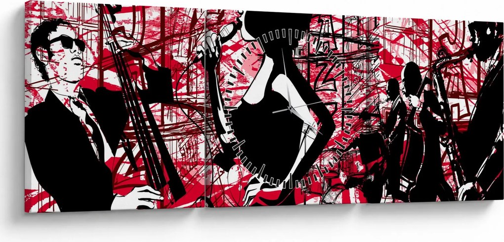 Obraz - Jazz (z zegarem) (90x30 cm)