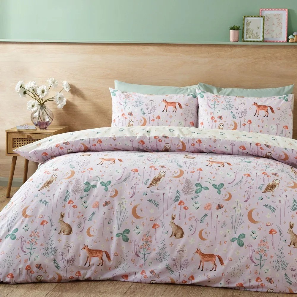 Lawendowa pościel dwuosobowa 200x200 cm Enchanted Twilight Animals – Catherine Lansfield