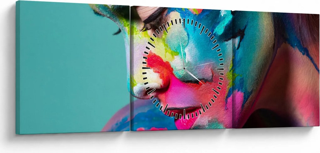 Obraz - Body art (z zegarem) (90x30 cm)