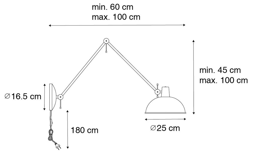 Retro kinkiet czarny z brązem - Milou