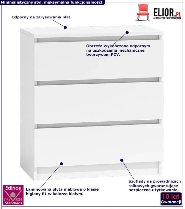 Biała minimalistyczna komoda na ubrania R8-M24