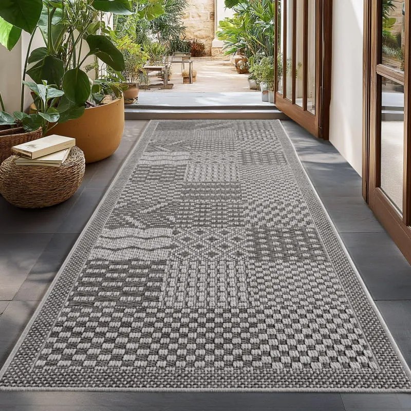 Dywan zewnętrzny Ibiza Patchwork szary 200 cm x 290 cm