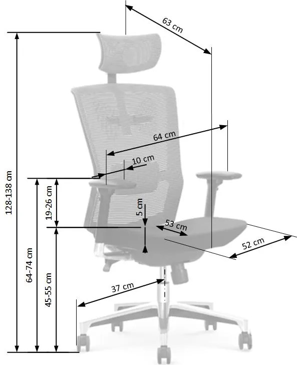 Regulowany fotel biurowy Ambasador, zgodny z normą BHP