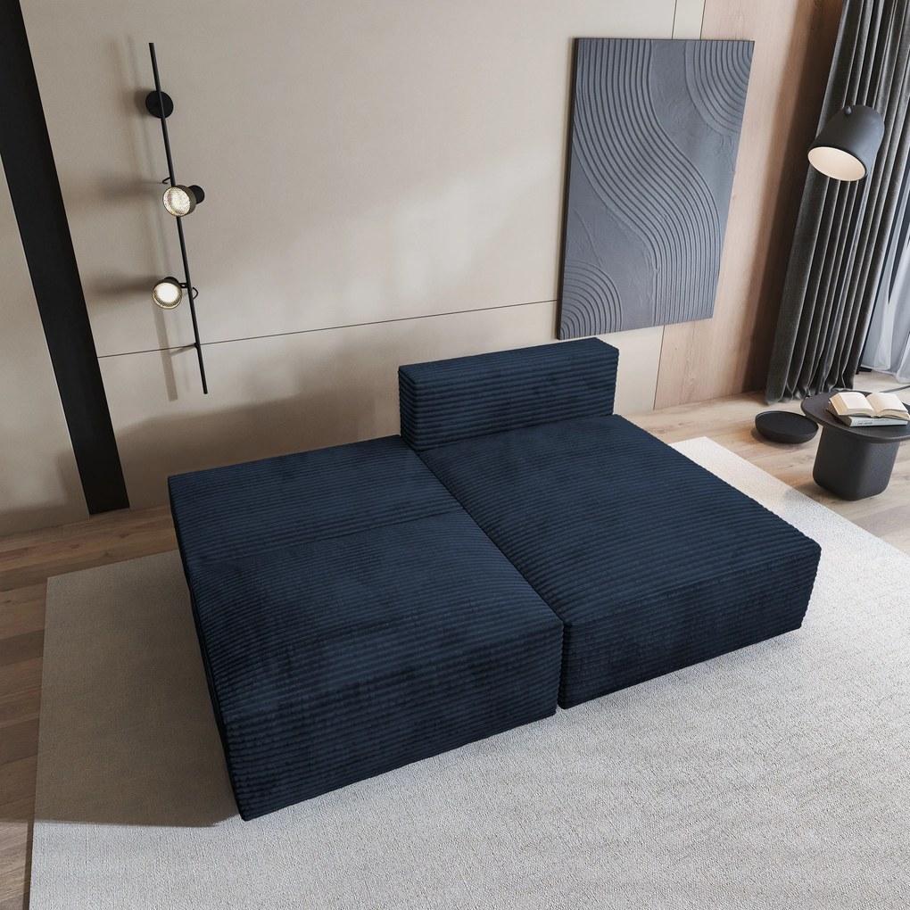 Masseno Narożnik FIORO z funkcją spania i pojemnikiem na pościel Narozniki L, Rozkładana sofa - Niebieski, TILIA 77