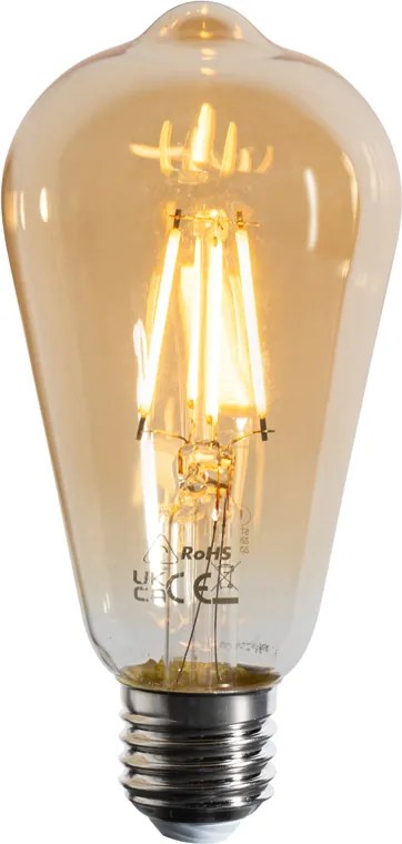 Zestaw 5 ściemnialnych żarówek LED E27 Filament ST64 Gold 4,5W 450 lm 2200K