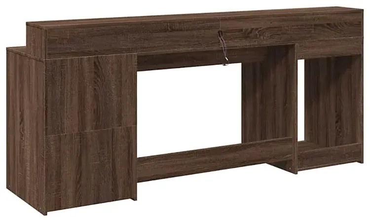 Podświetlane biurko 200 cm brązowy dąb - Fixi