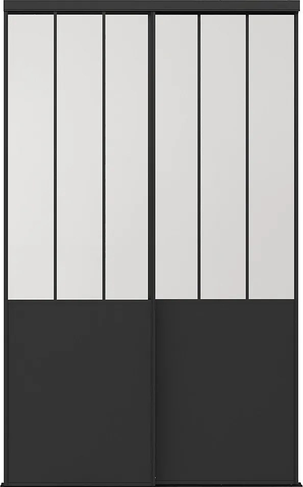 Przesuwne drzwi szafy stalowe - Czarne i matowe szkło hartowane - W250 x S150 cm - BELASI