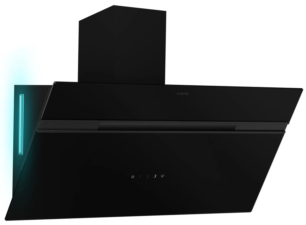 Klarstein Alina 90cm 615m³/h Okap Przyścienny Skośny Czarny