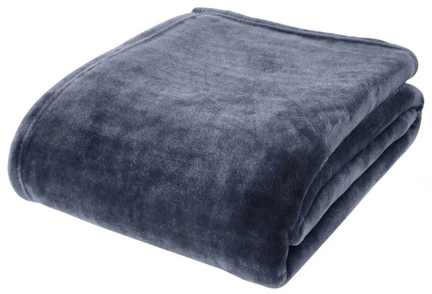 Ciemnoniebieski koc z mikropluszu 130x170 cm Raschel Velvet – Catherine Lansfield