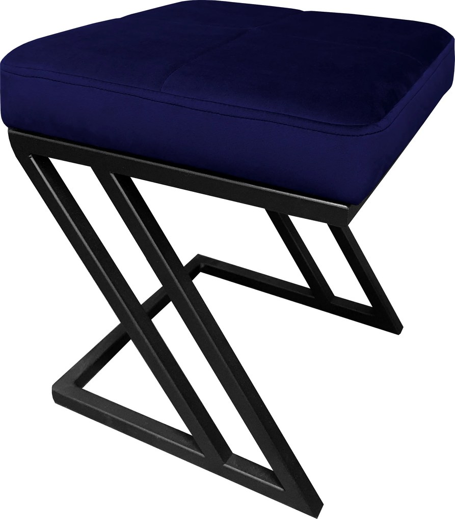 Pufa ZETA tkanina Welur loft ławka podnóżek metal : Kolor Stelaża - Czarny , Kolor tkaniny - VELVET - MG16, Typ tkaniny - Velvet