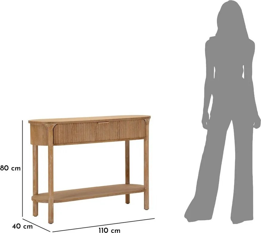 Konsola z litego drewna jodłowego w naturalnym kolorze 40x110 cm Gothenburg – Mauro Ferretti