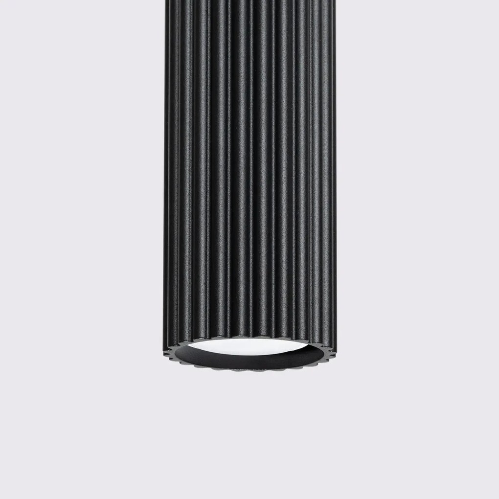 Lampa wisząca KARBON 3L czarna ryflowana SOLLUX LIGHTING