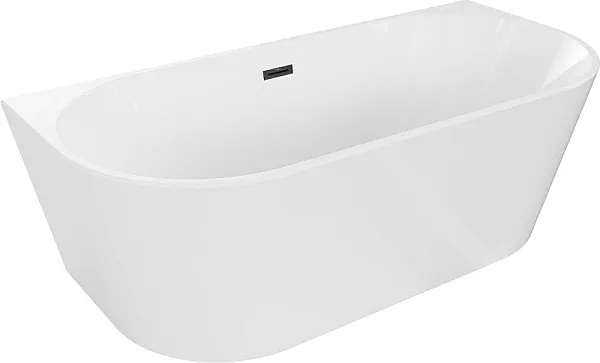 Mexen Oval wanna wolnostojąca przyścienna 180 x 80 cm, biała, przelew czarny - 52671808000-70