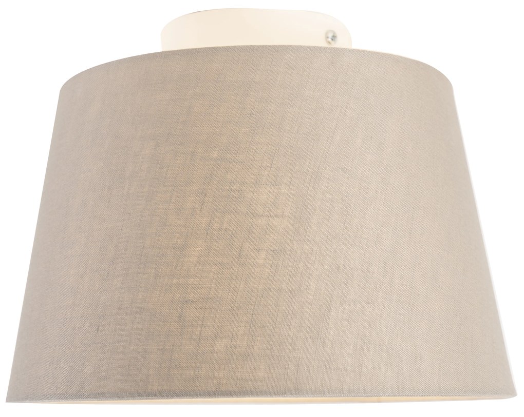 Lampa sufitowa z abażurem z lnu w kolorze taupe 25 cm - Combi białaWiejski/ Rustykalny / Vintage Oswietlenie wewnetrzne
