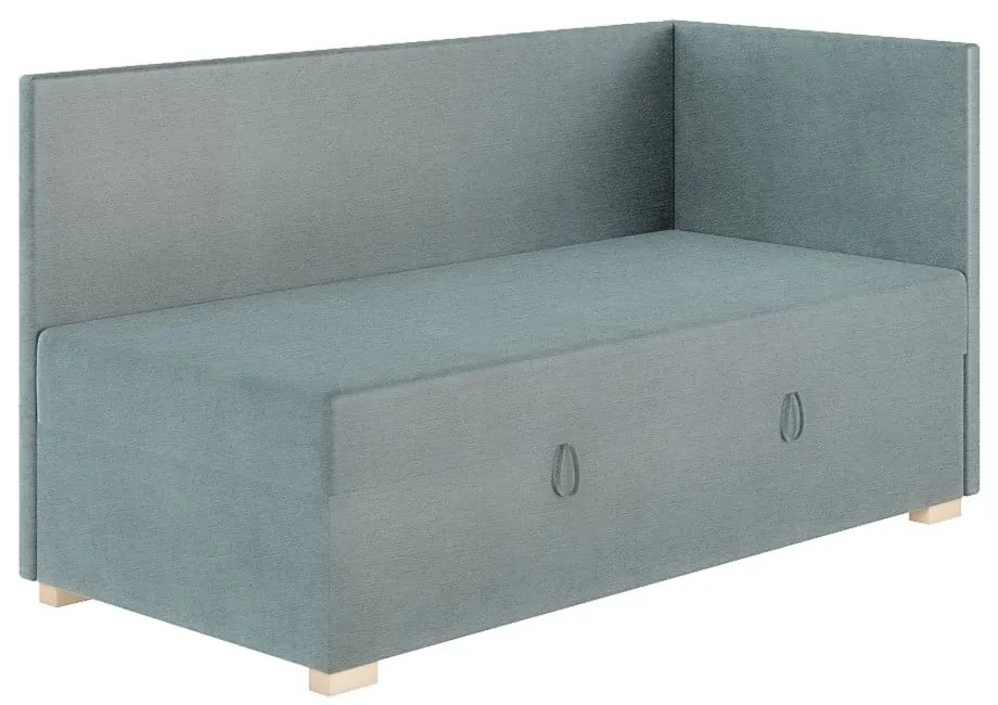 Niebieskie narożne łóżko dziecięce ze schowkiem i materacem 90x200 cm Flexi – Ghado